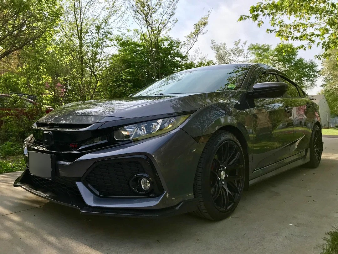 Gloss Black Front Bumper Lip For 2017-2021 Honda Civic Si/Hatchback – With LEDs!